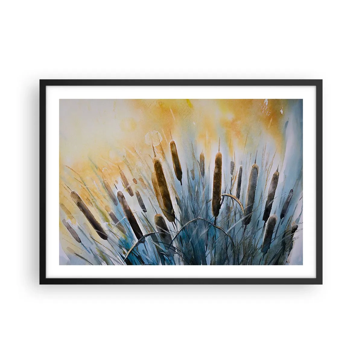 Plakat i sort ramme - Vandets kulde, solens varme - 70x50 cm