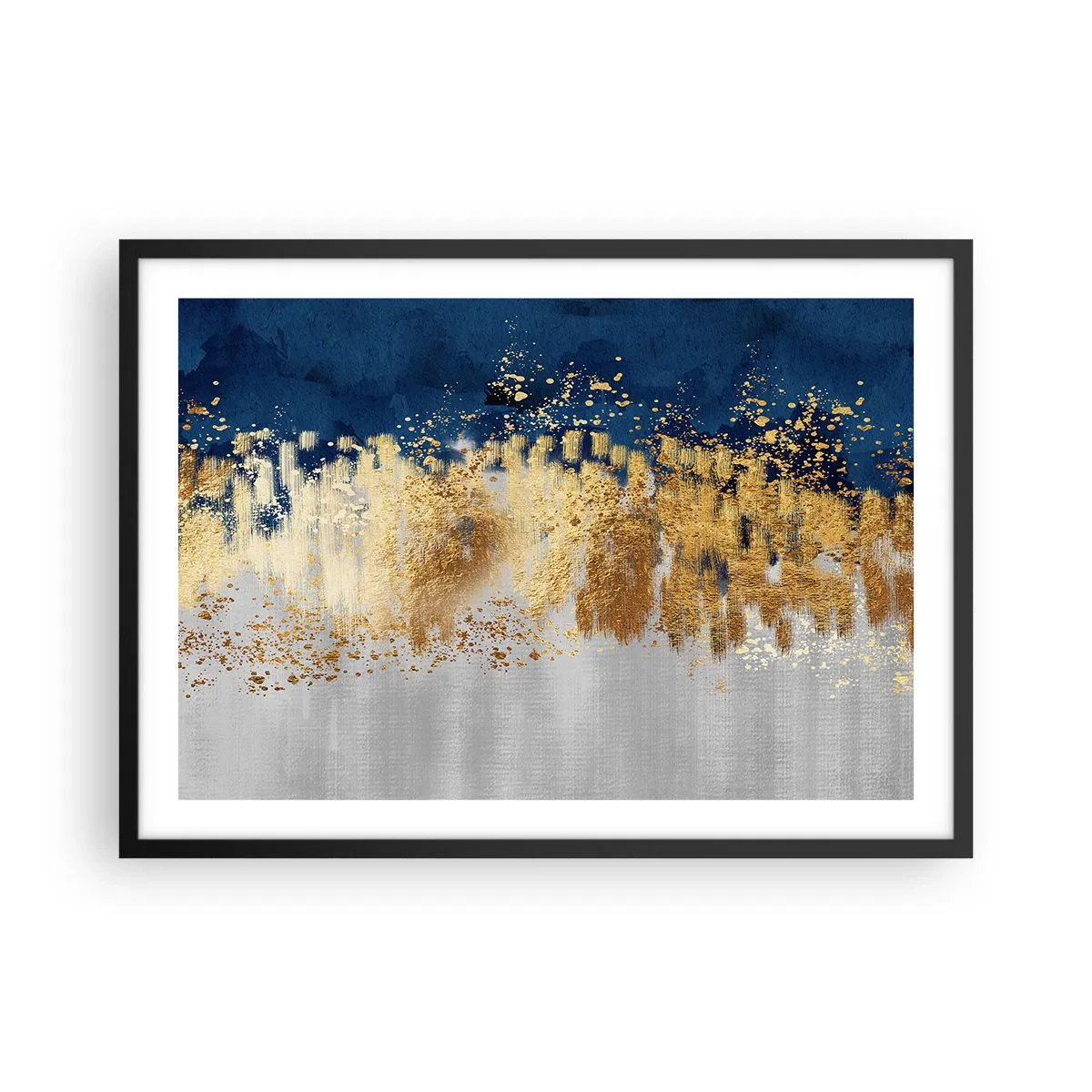 Plakat i sort ramme - Moderne komposition med gnist - 70x50 cm