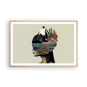 Plakat i ramme af lyst egetræ - Kvinden - altid et mysterium - 91x61 cm