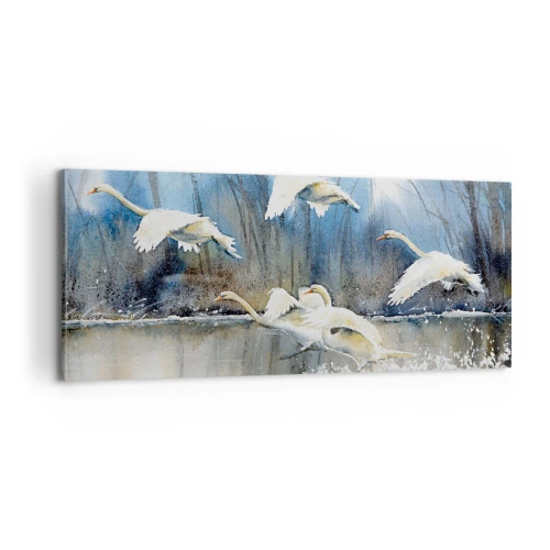 Lærredstryk - Billede på lærred - Som i en fortælling om vilde svaner - 100x40 cm