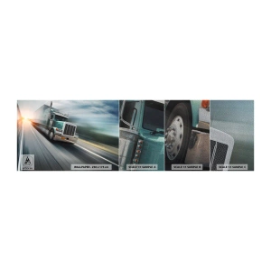 Prøve Fototapet Premium Sand - Amerikansk gigant på vej - Lastbil, Automotive, Transportere - 100x30 cm