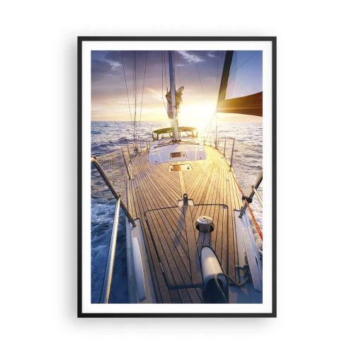 Plakat i sort ramme - Løber på bølgerne - 70x100 cm