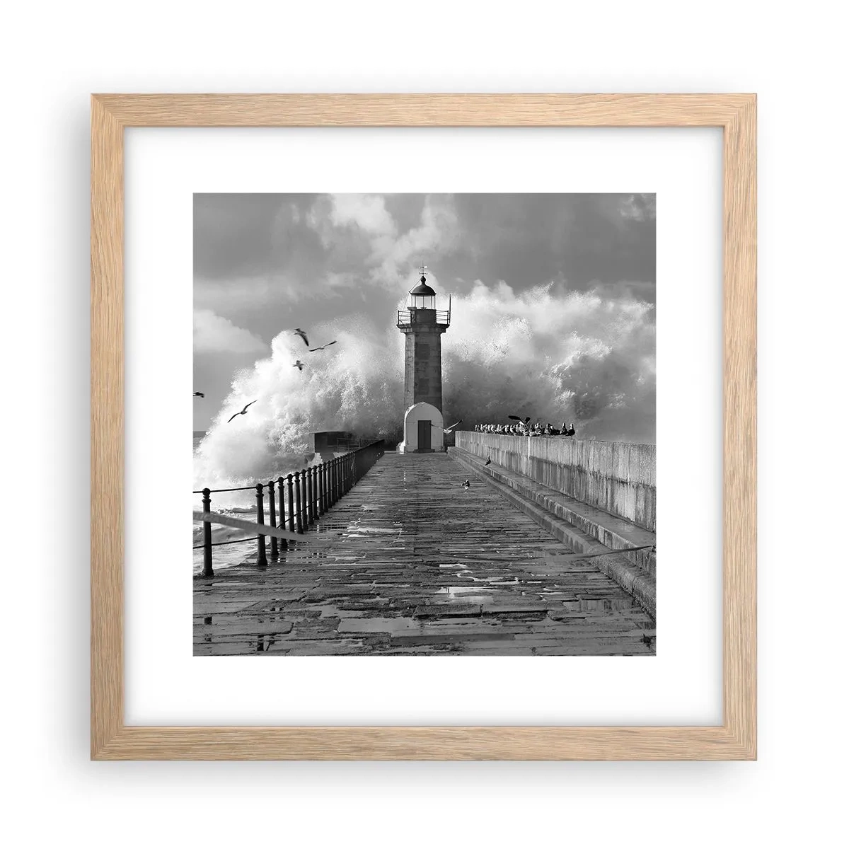 Plakat i ramme af lyst egetræ - Frygtløs - 30x30 cm