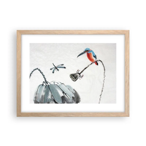 Plakat i ramme af lyst egetræ - Engenes liv - 40x30 cm