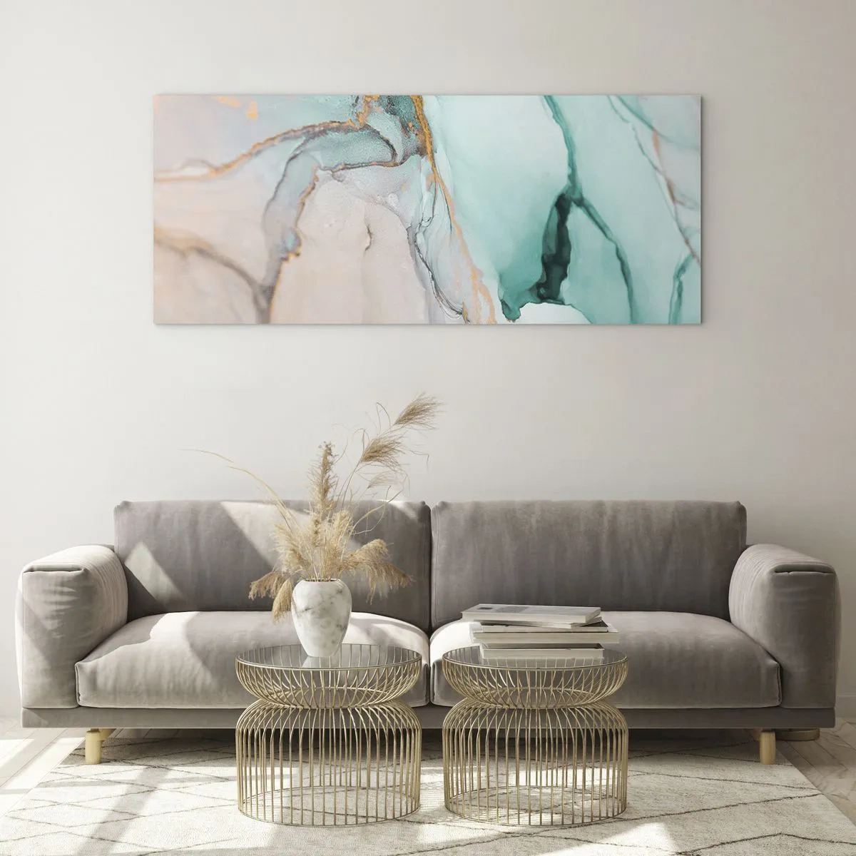 Billede på glas - Dans af former og farver - 160x50 cm