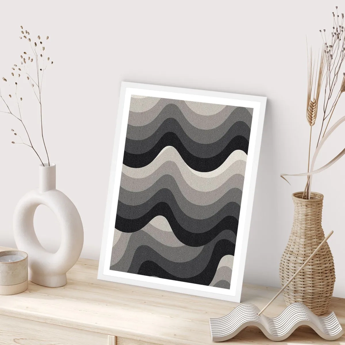 Plakat i hvid ramme - Bølge efter bølge - 50x70 cm