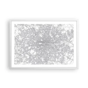 Plakat i hvid ramme - Kort over Londons labyrint - 70x50 cm