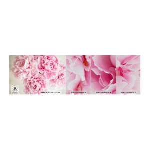 Prøve Fototapet Premium Sand - I lyserød glamour - Pæoner, Buket blomster, Blomster - 100x30 cm