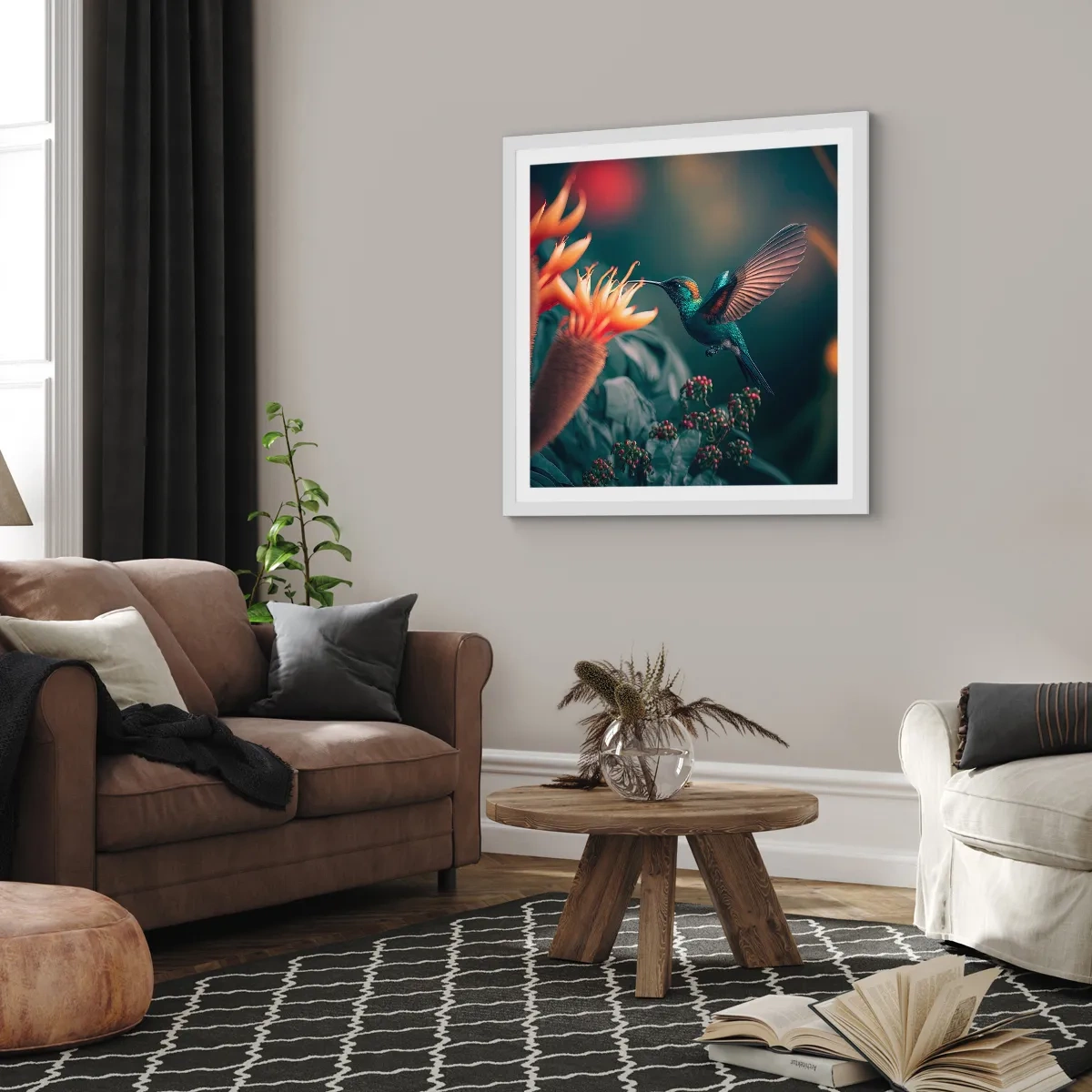 Plakat i hvid ramme - Et virkelig farverigt liv - 30x30 cm