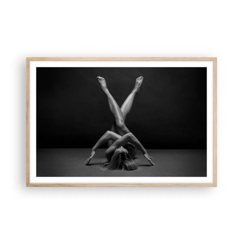 Plakat i ramme af lyst egetræ - Nøgenhedens geometri - 91x61 cm