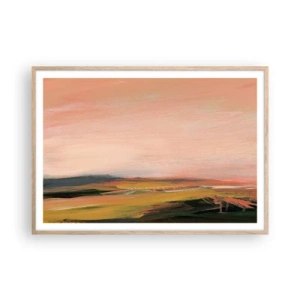 Plakat i ramme af lyst egetræ - I lyserøde toner - 100x70 cm