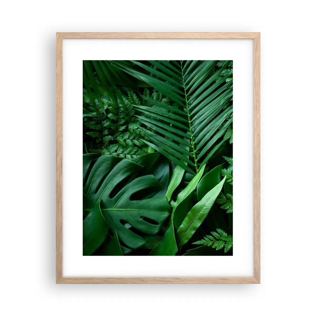 Plakat i ramme af lyst egetræ - Kranset i grønt - 40x50 cm
