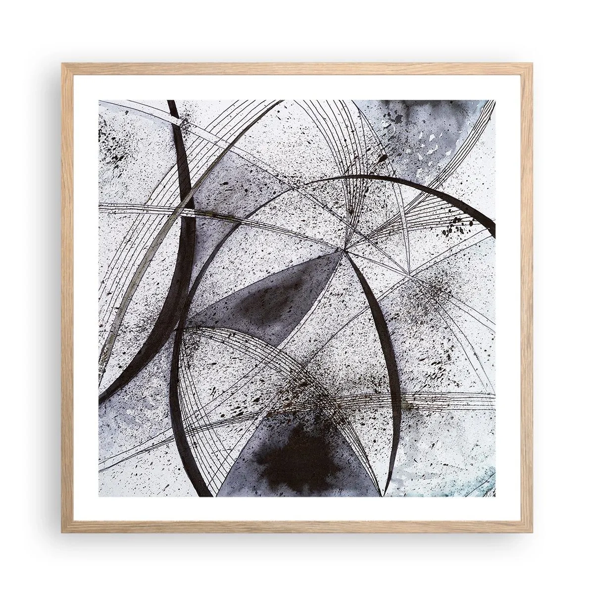 Plakat i ramme af lyst egetræ - Futuristisk fantasi - 60x60 cm