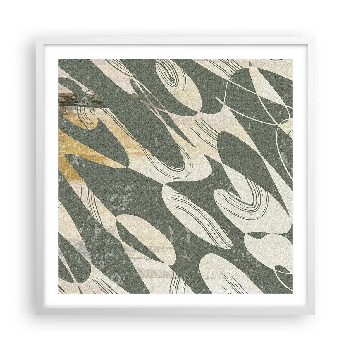 Plakat i hvid ramme - Rytmisk abstraktion - 60x60 cm