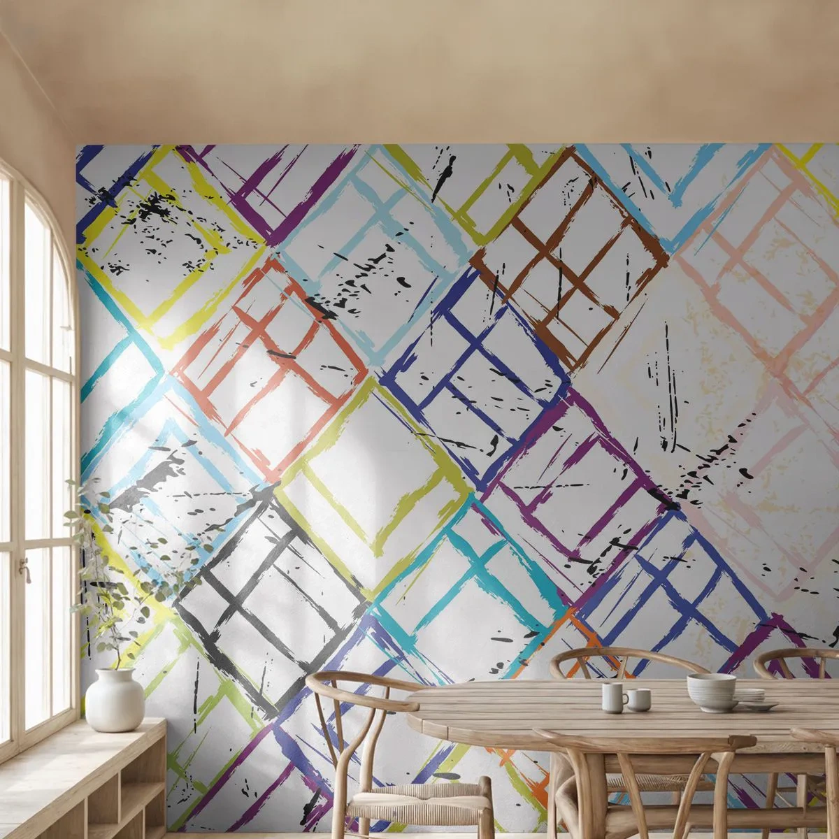 Fototapet Selvklæbende Deluxe Sticker - Celler til udlejning - Abstraktion, Stykke, Moderne mønster - 250x175 cm