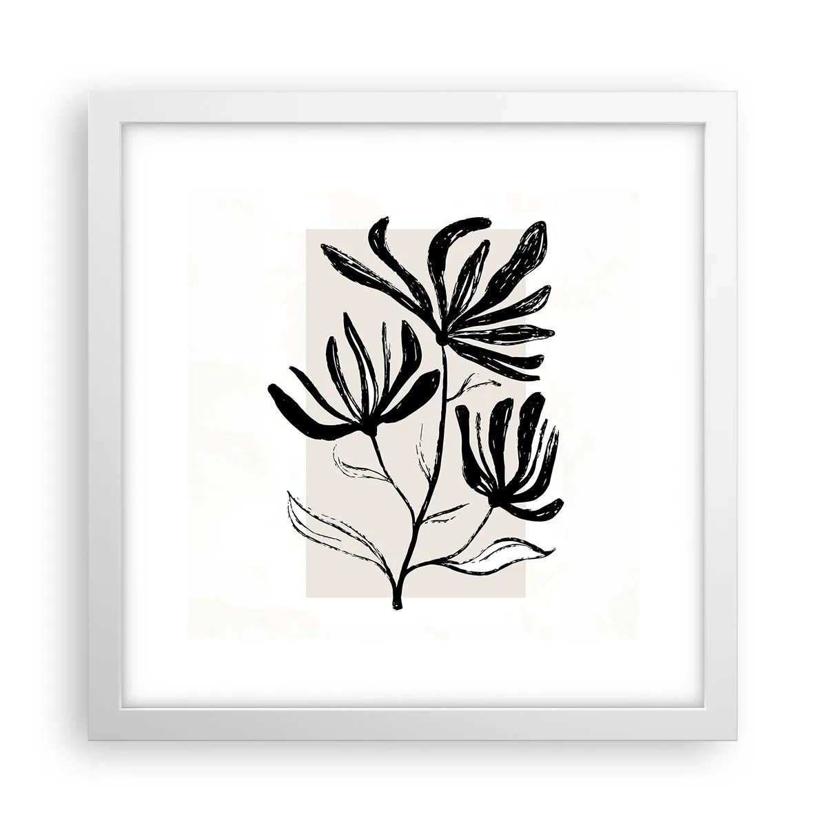 Plakat i hvid ramme - Skitse til et herbarium - 30x30 cm