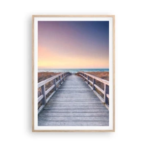 Plakat i ramme af lyst egetræ - Baltisk aften aura - 70x100 cm