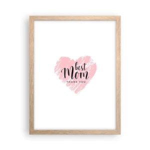 Plakat i ramme af lyst egetræ - Altid det rette øjeblik - 30x40 cm