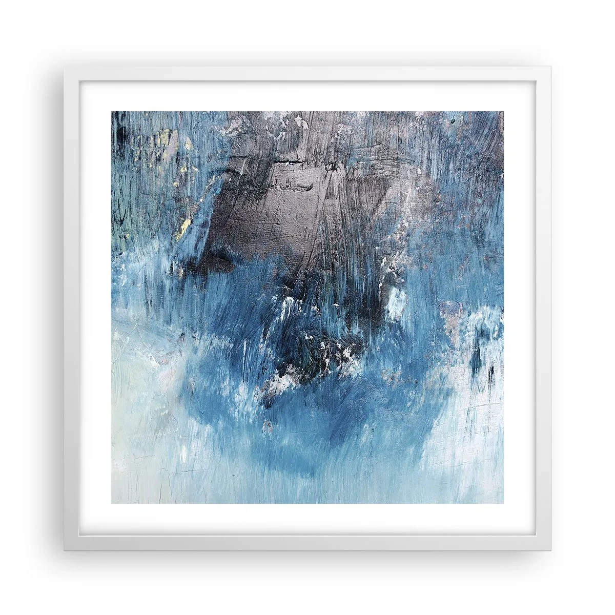 Plakat i hvid ramme - Blå rapsodi - 50x50 cm