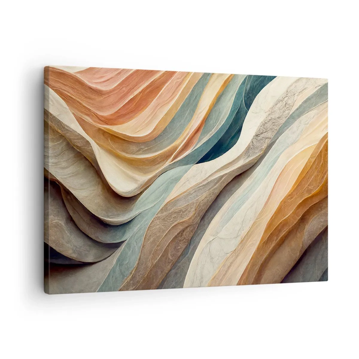 Lærredstryk - Billede på lærred - Abstrakte bølger i pastelfarver - 70x50cm - Øjeblikke før forandring - Moderne vægdekoration til stue og soveværelse ARTTOR
