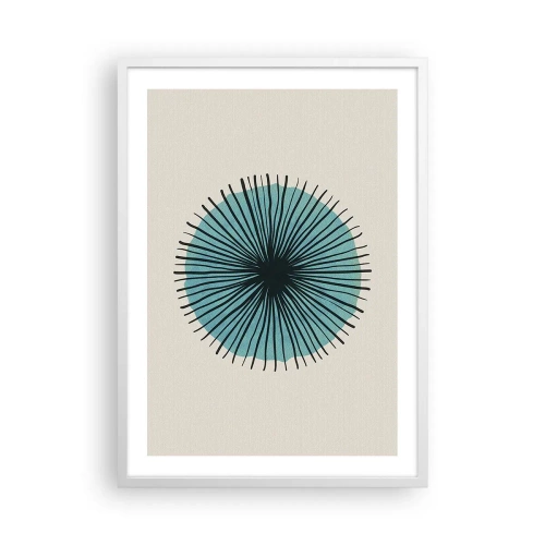 Plakat i hvid ramme - Strålende på blå - 50x70 cm