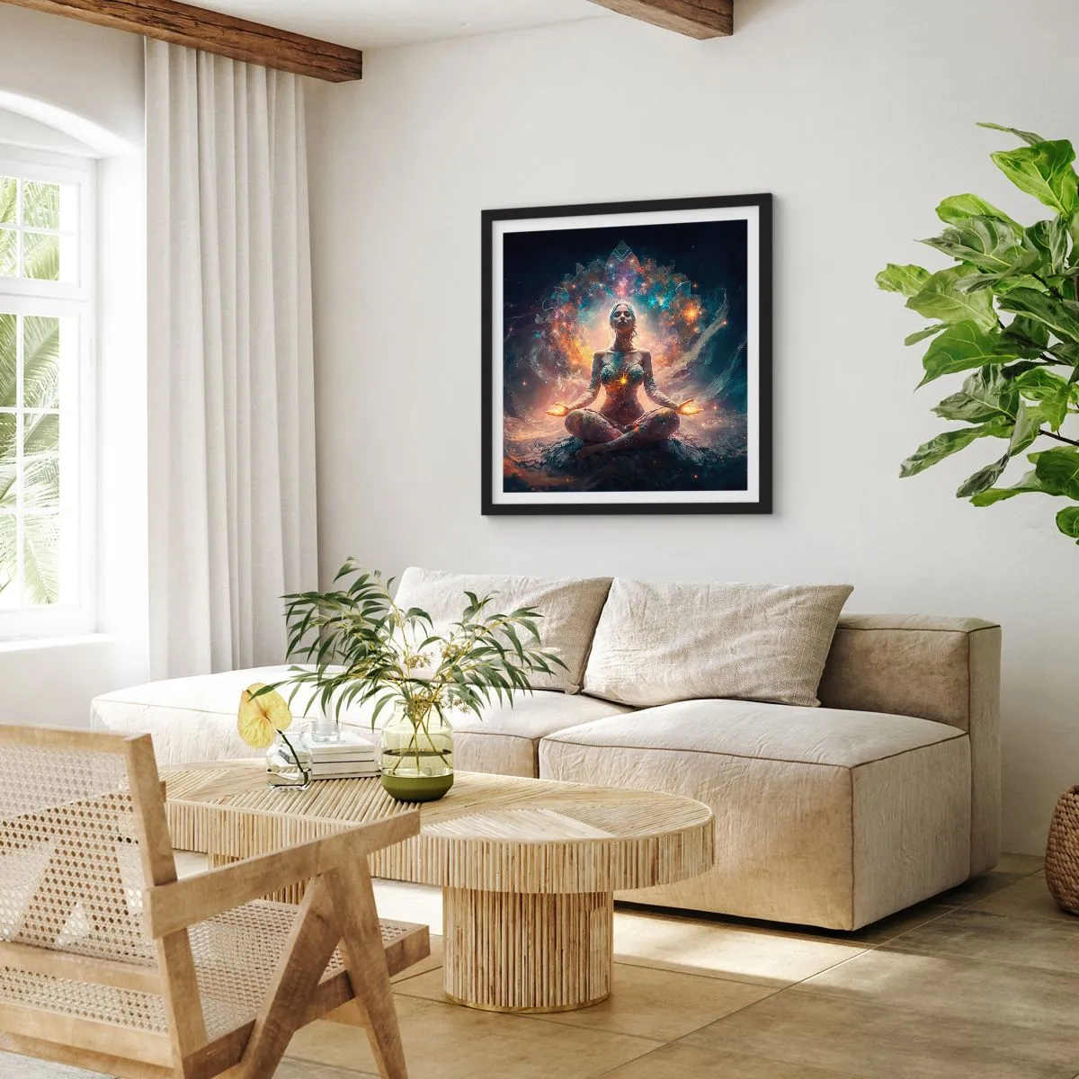 Plakat i sort ramme - Flow af god energi - 30x30 cm