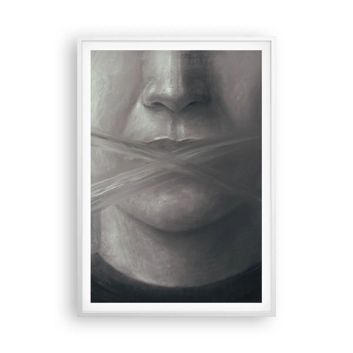 Plakat i hvid ramme - Ikke et ord - 70x100 cm