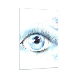 Billede på glas - Fordyb dig i det blå i dit blik - 50x70 cm
