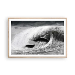 Plakat i ramme af lyst egetræ - Havets vrede - 91x61 cm