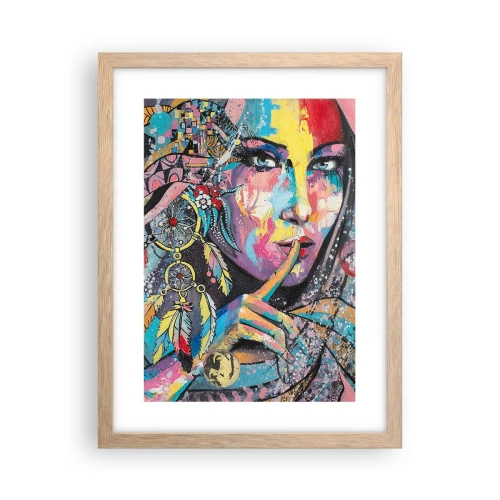 Plakat i ramme af lyst egetræ - Vær tavs, indtil du forstår - 30x40 cm