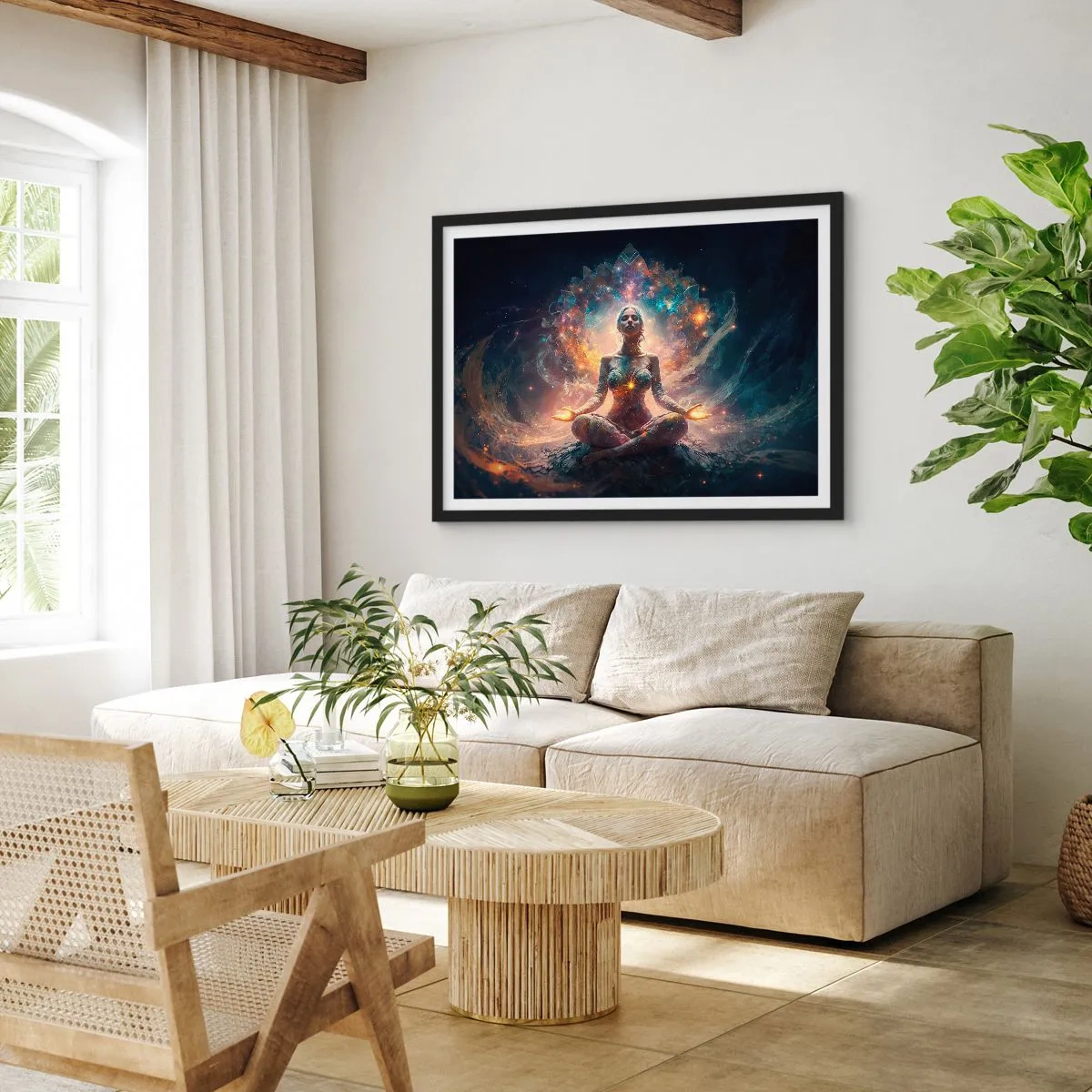 Plakat i sort ramme - Flow af god energi - 91x61 cm