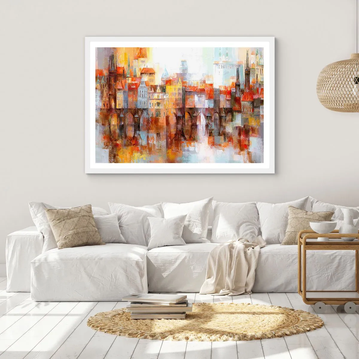 Plakat i hvid ramme - Under broen også smuk - 70x50 cm