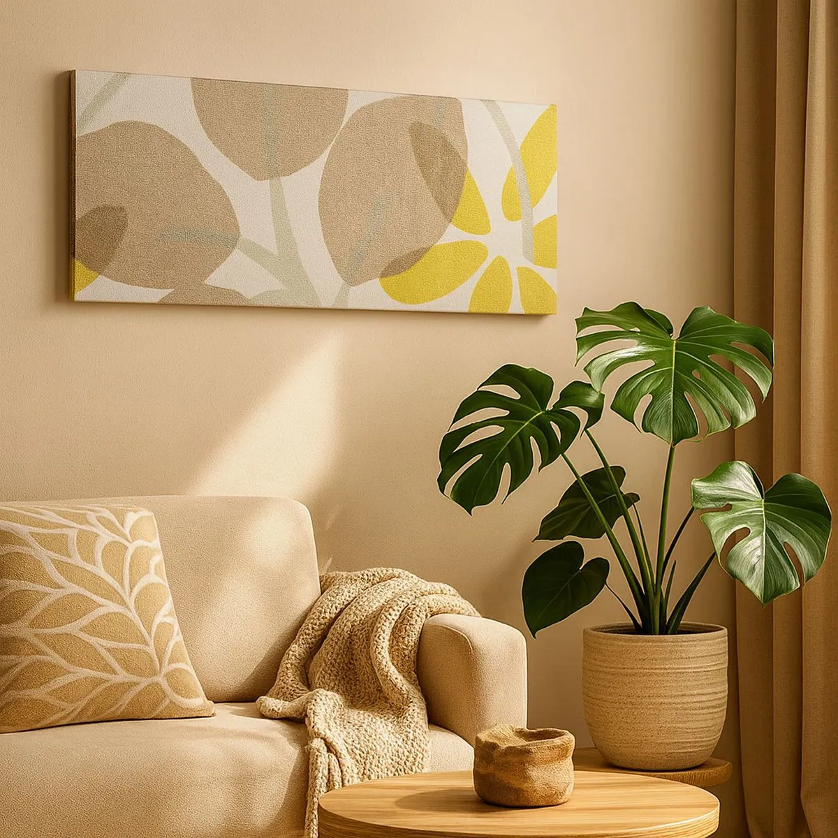 Lærredstryk - Billede på lærred - Komposition i solskinnet - 100x40 cm