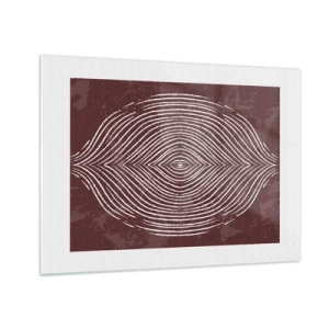 Billede på glas - Symmetriske linjer i form af et øje på en bordeaux baggrund - 70x50cm - Rummet taler - Moderne vægdekoration til stue og soveværelse ARTTOR