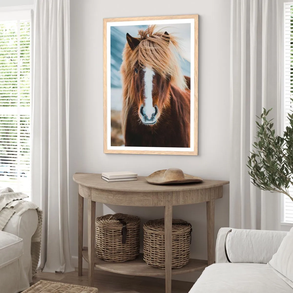 Plakat i ramme af lyst egetræ - Kan du mærke friheden? - 50x70 cm