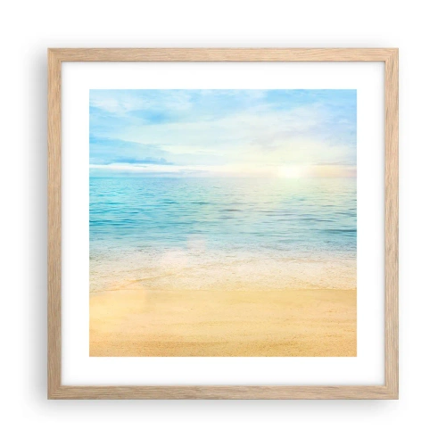 Plakat i ramme af lyst egetræ - Det store blå - 40x40 cm