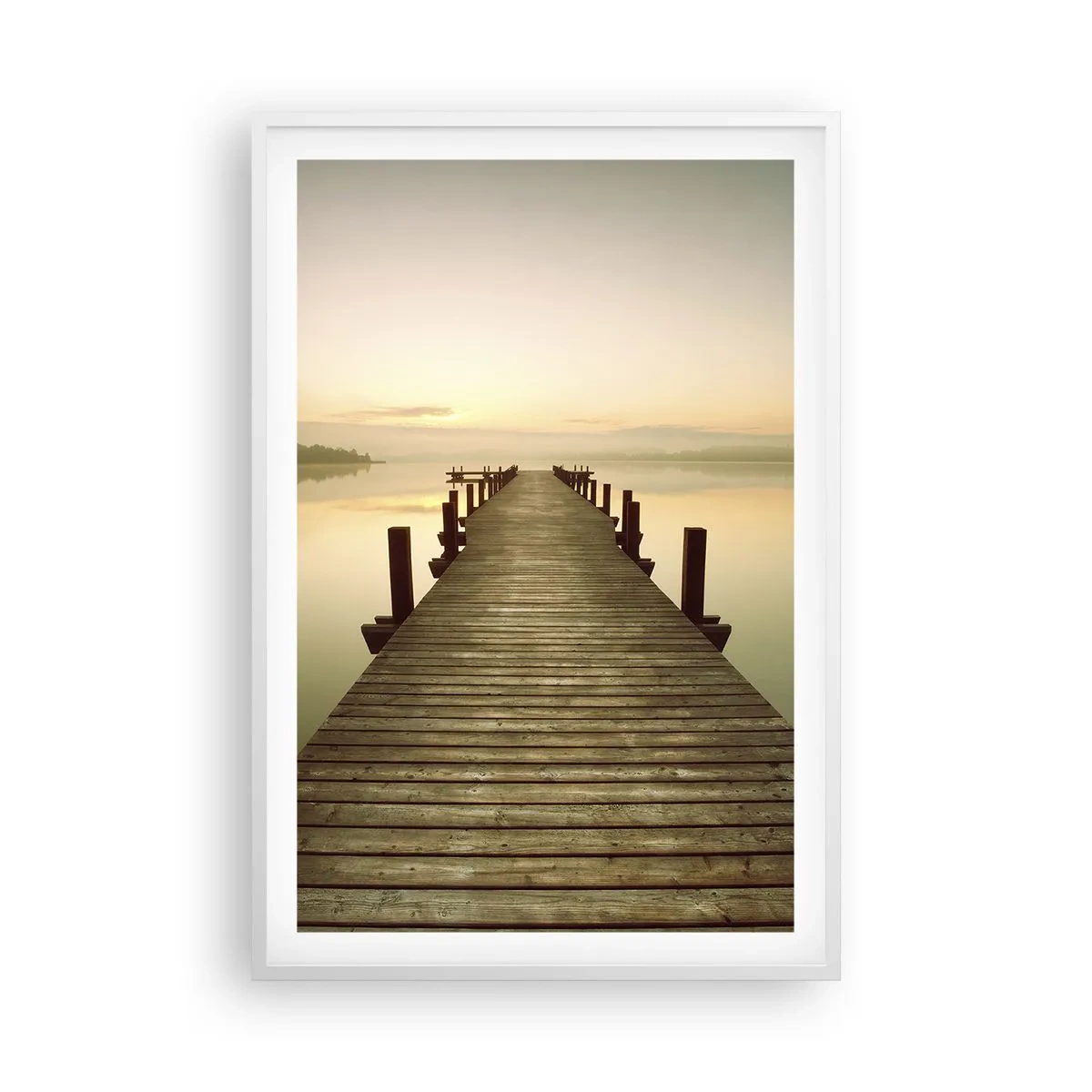 Plakat i hvid ramme - Før daggry, daggry, lys - 61x91 cm