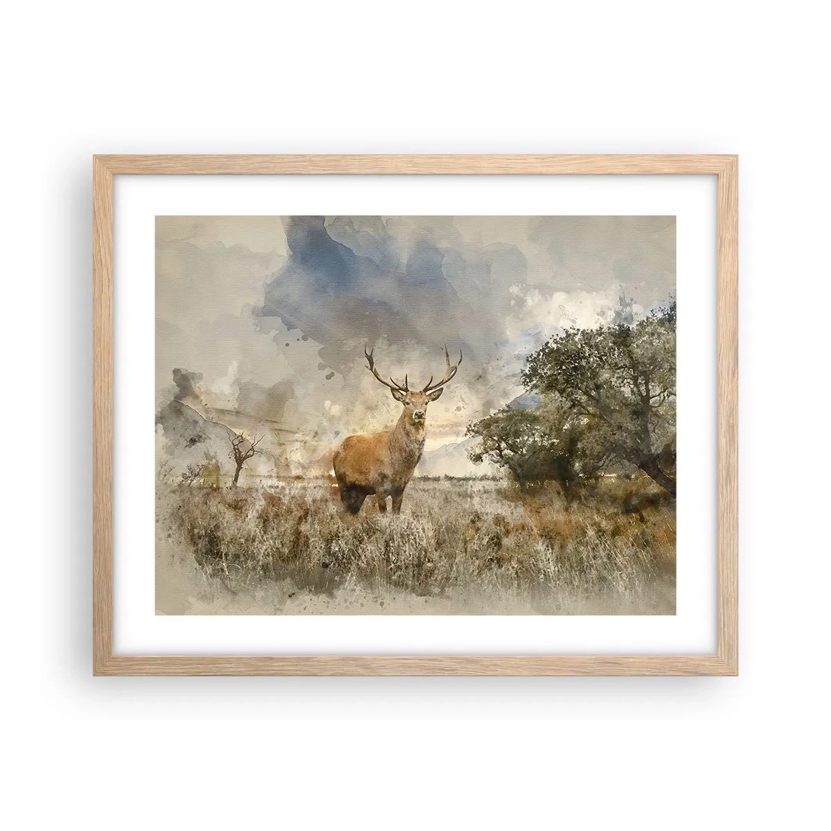 Plakat i ramme af lyst egetræ - Værdighed - styrke - værdighed - 50x40 cm