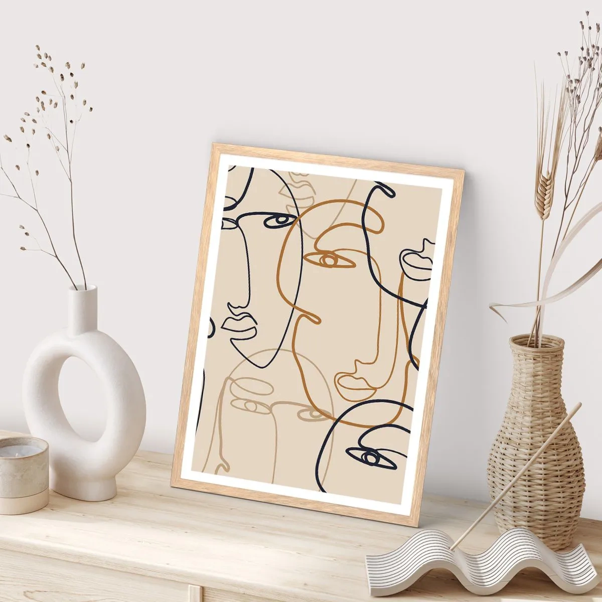 Plakat i ramme af lyst egetræ - Portræt ganget med hinanden - 50x70 cm