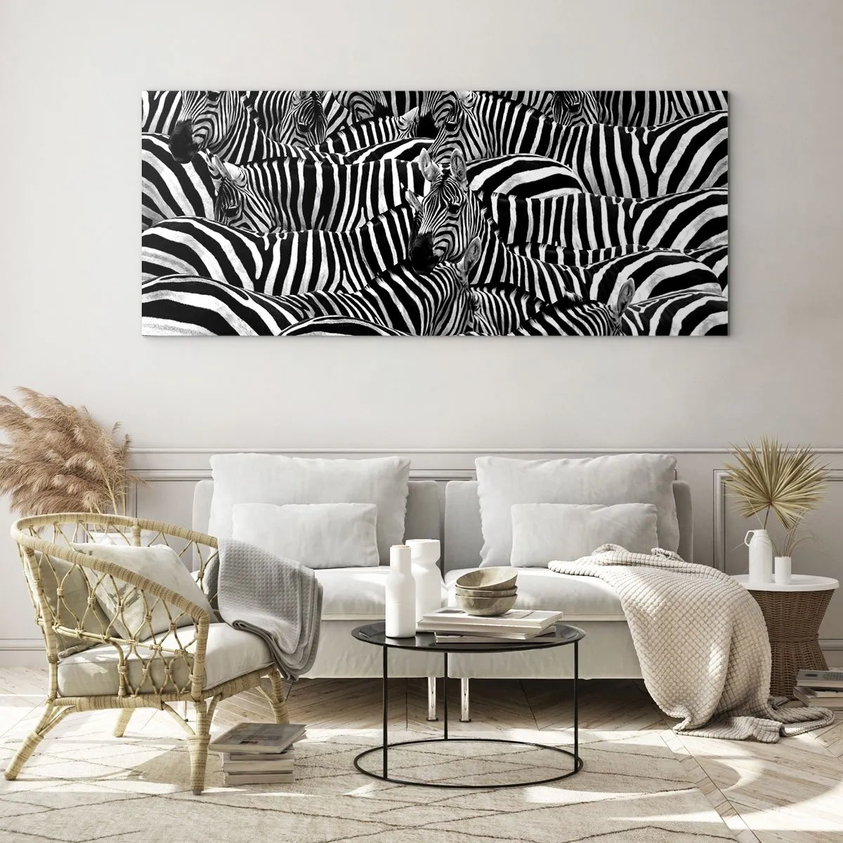 Billede på glas - Stribet gruppeportræt - 100x40 cm