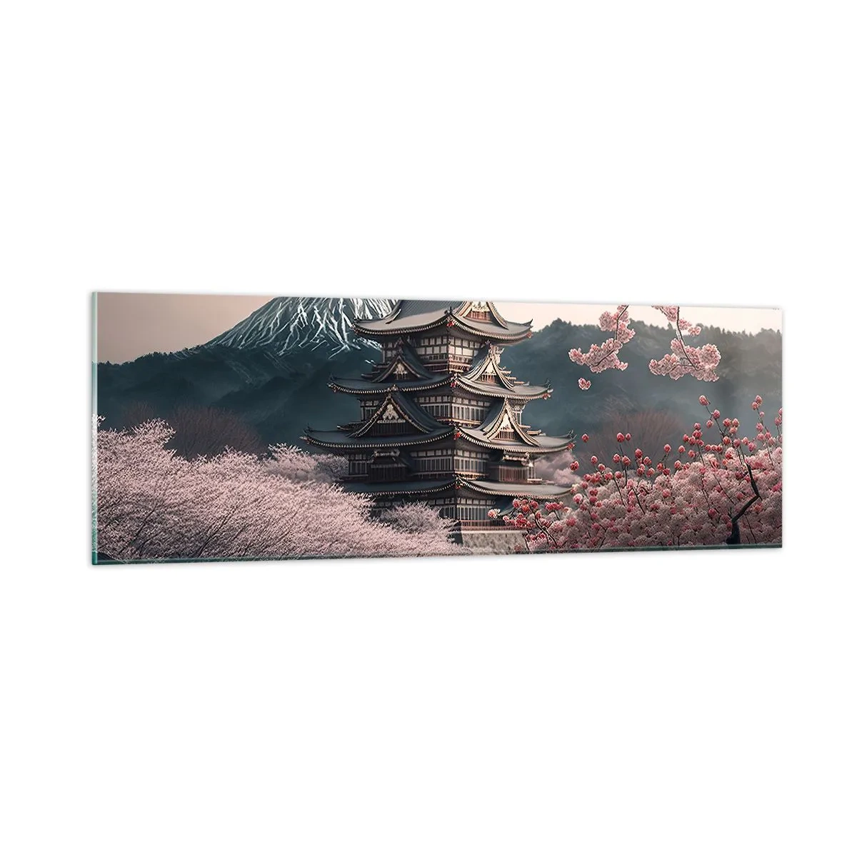 Billede på glas - Kirsebærblomsternes land - 90x30 cm