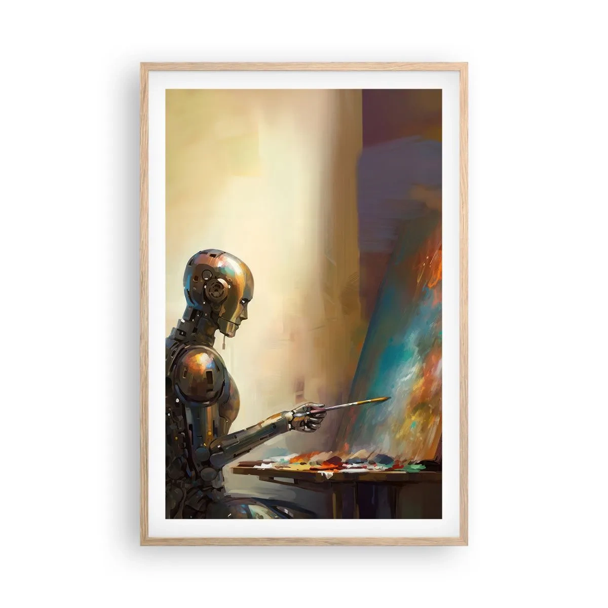 Plakat i ramme af lyst egetræ - Fremtidens kunst - 61x91 cm
