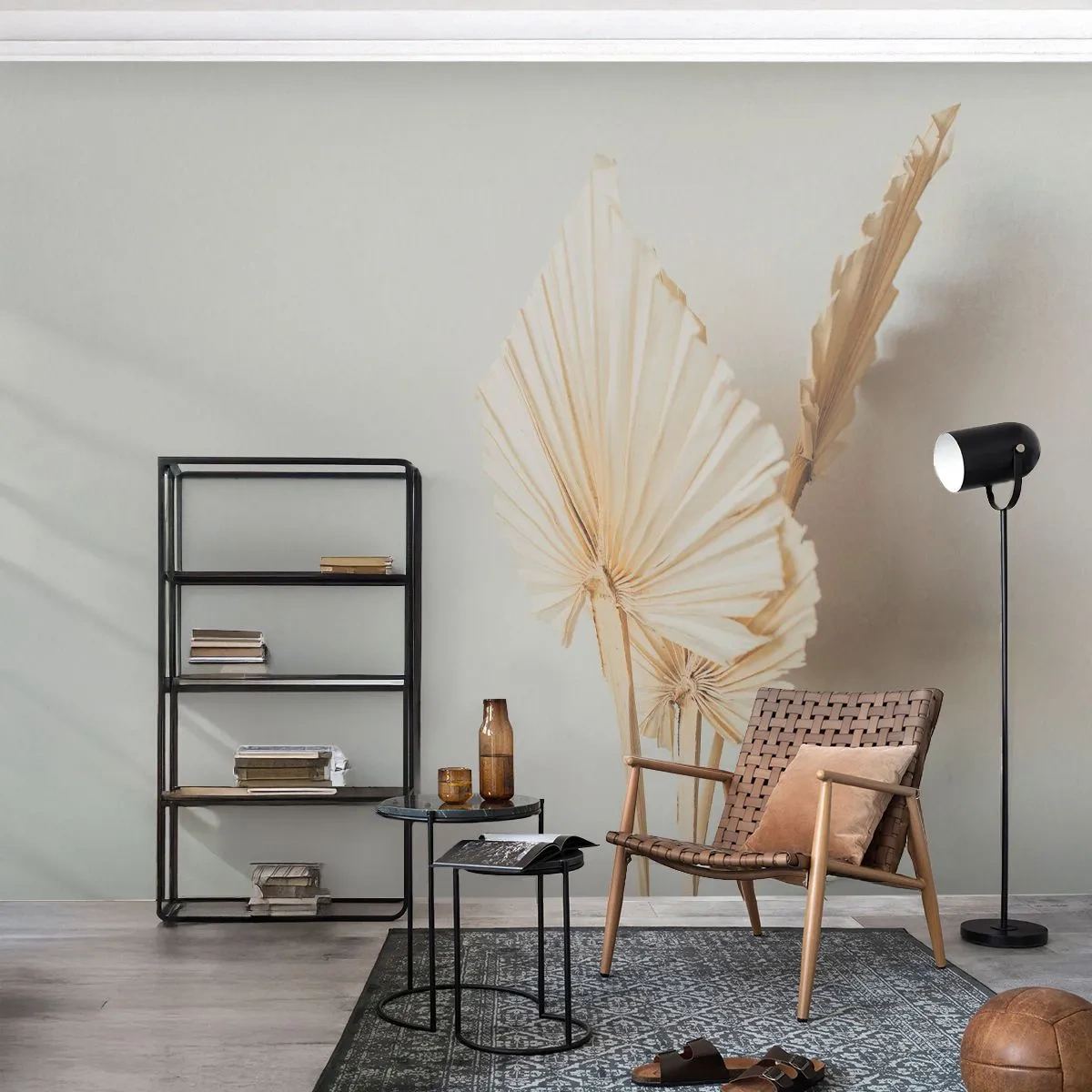 Fototapet Premium Sand - Når du har brug for trøst - Lyse, Minimalisme, Blad - 350x256 cm