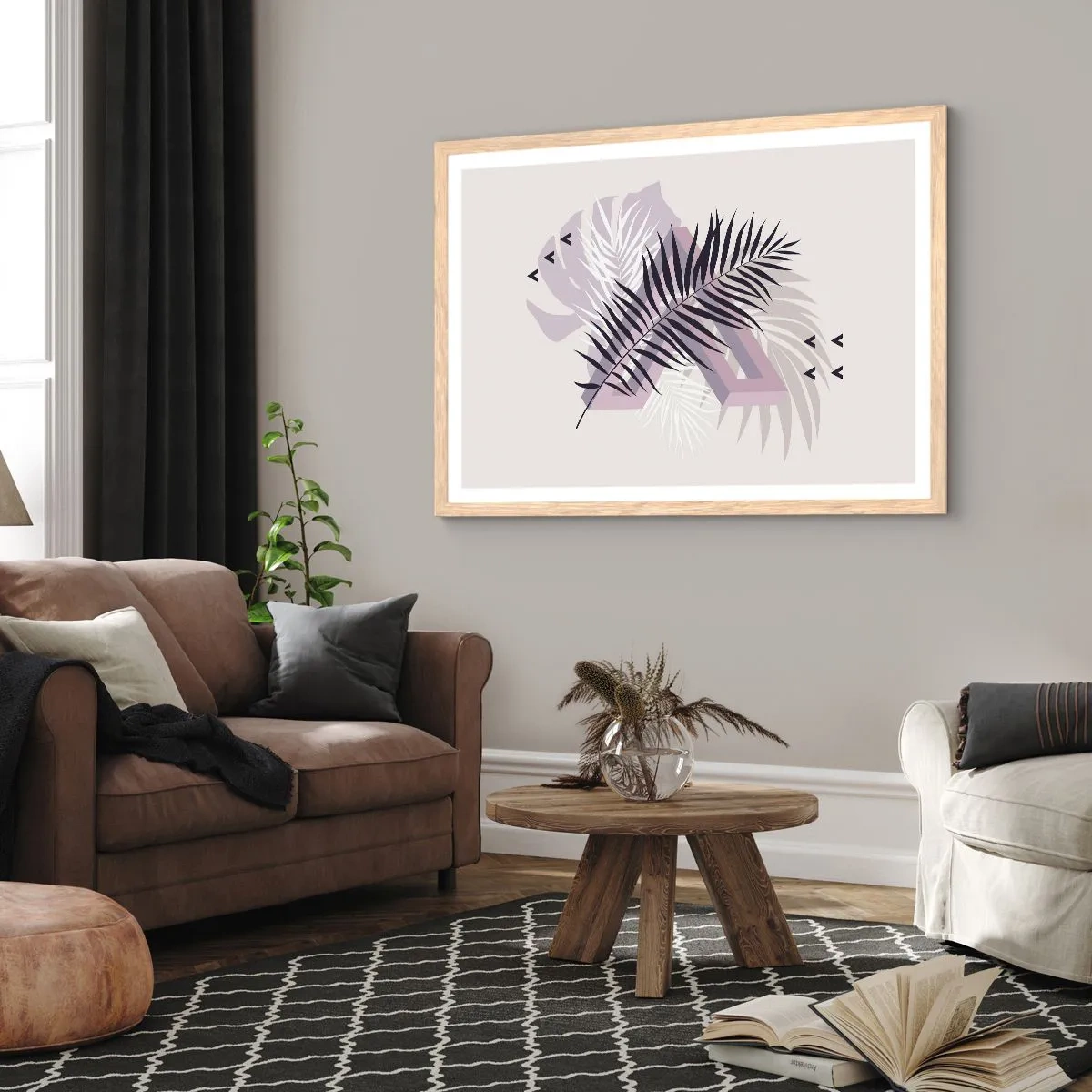 Plakat i ramme af lyst egetræ - Skygge af en skygge - 100x70 cm