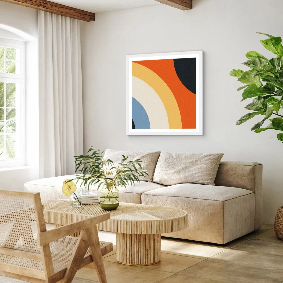 Plakat i hvid ramme - Over for hinanden - 30x30 cm