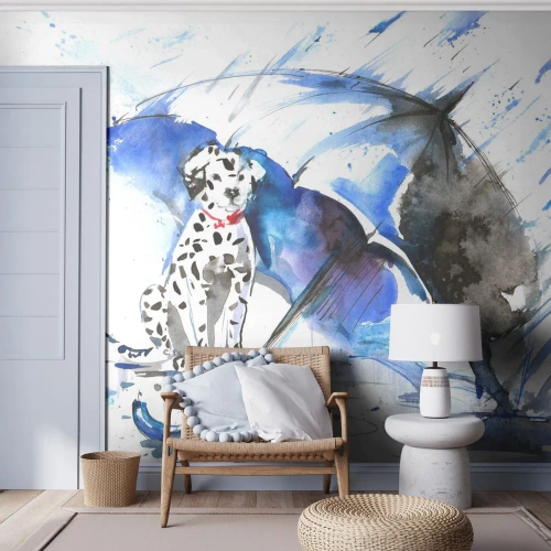 Fototapet Standard Eco - Det er det en ven er til for - Abstraktion, Hund, Regn - 350x256 cm