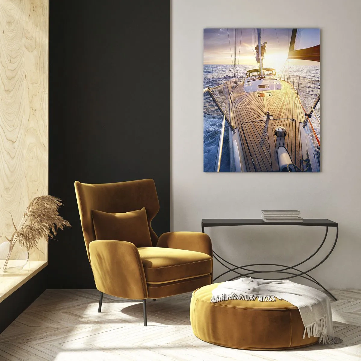 Billede på glas - Løber på bølgerne - 50x70 cm
