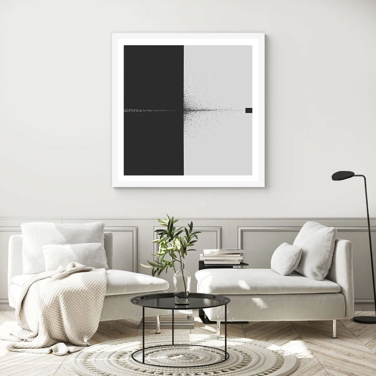 Plakat i hvid ramme - Lige til sagen - 30x30 cm