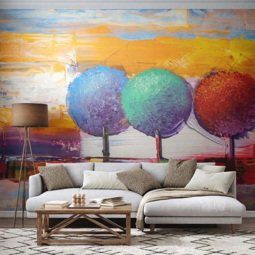 Fototapet Premium Canvas - Tredje gang er lykkens gang - Landskab, Træer, Stykke - 100x70 cm