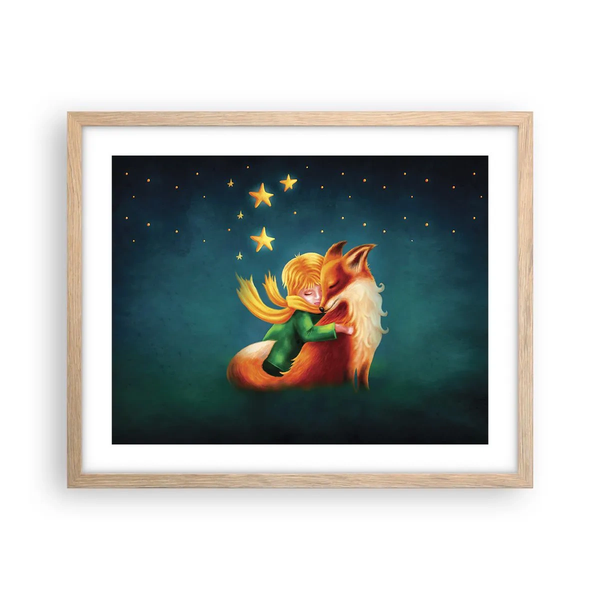 Plakat i ramme af lyst egetræ - Lille Prins - 50x40 cm
